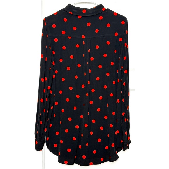 GANNI Polka Dot Crepe Long Sleeve Button Up Relaxed Fit Collared Tunic Shirt 6 - Picture 7 of 10